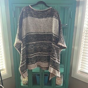 GAP Black and Cream Tribal Poncho Sweater